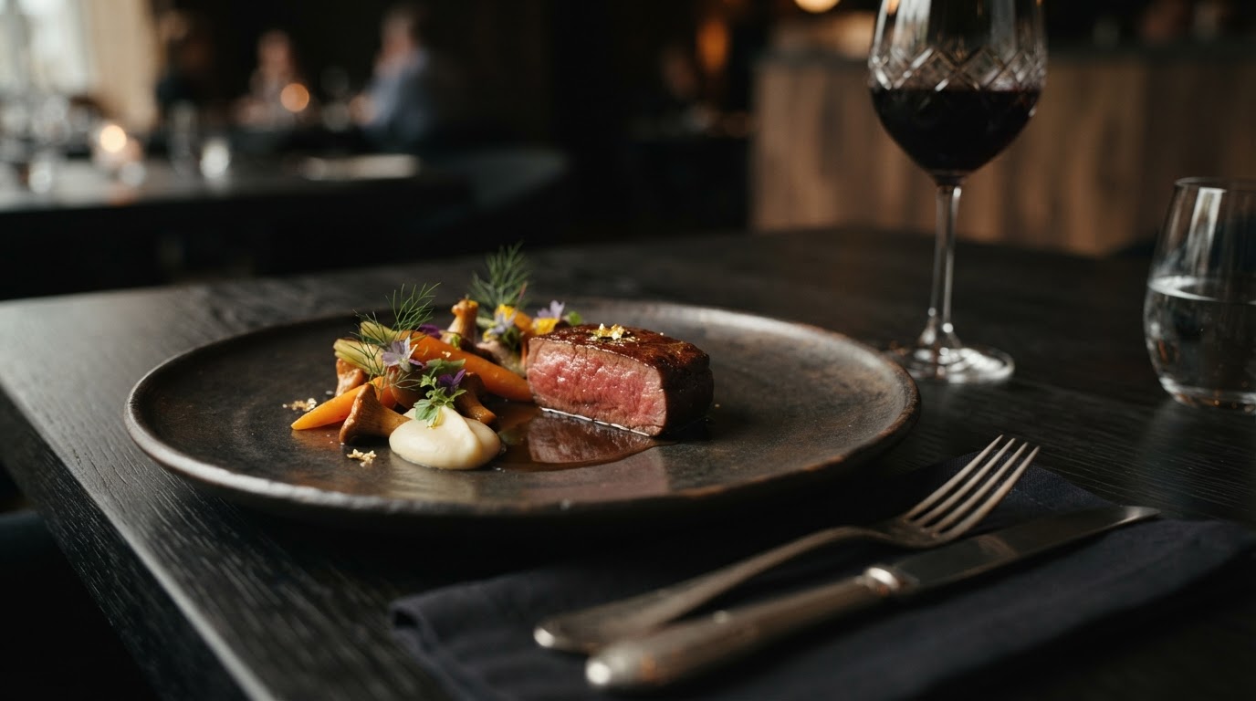 Assiette gastronomique au dressage raffiné