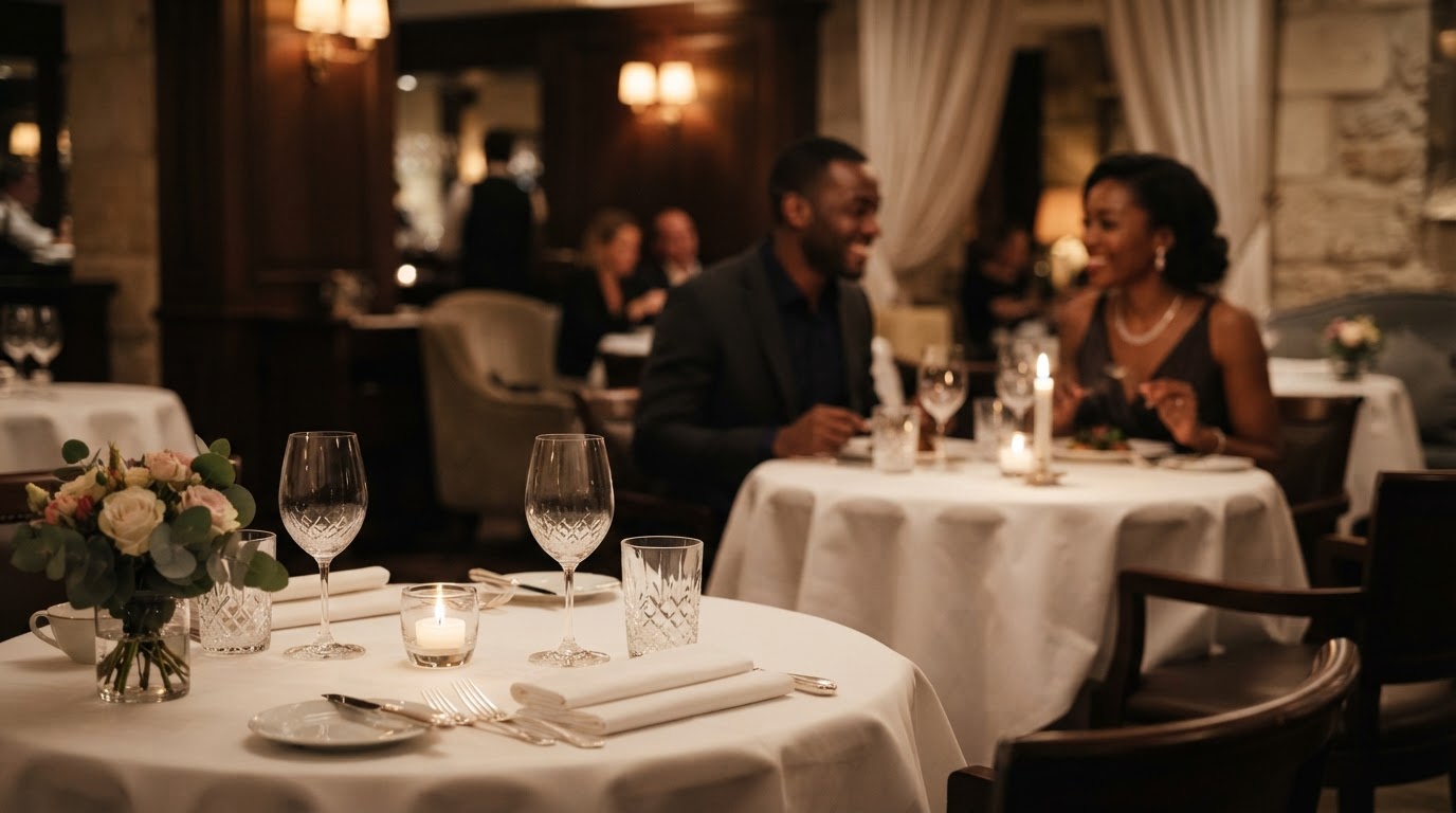 Salle de restaurant gastronomique élégante et intimiste