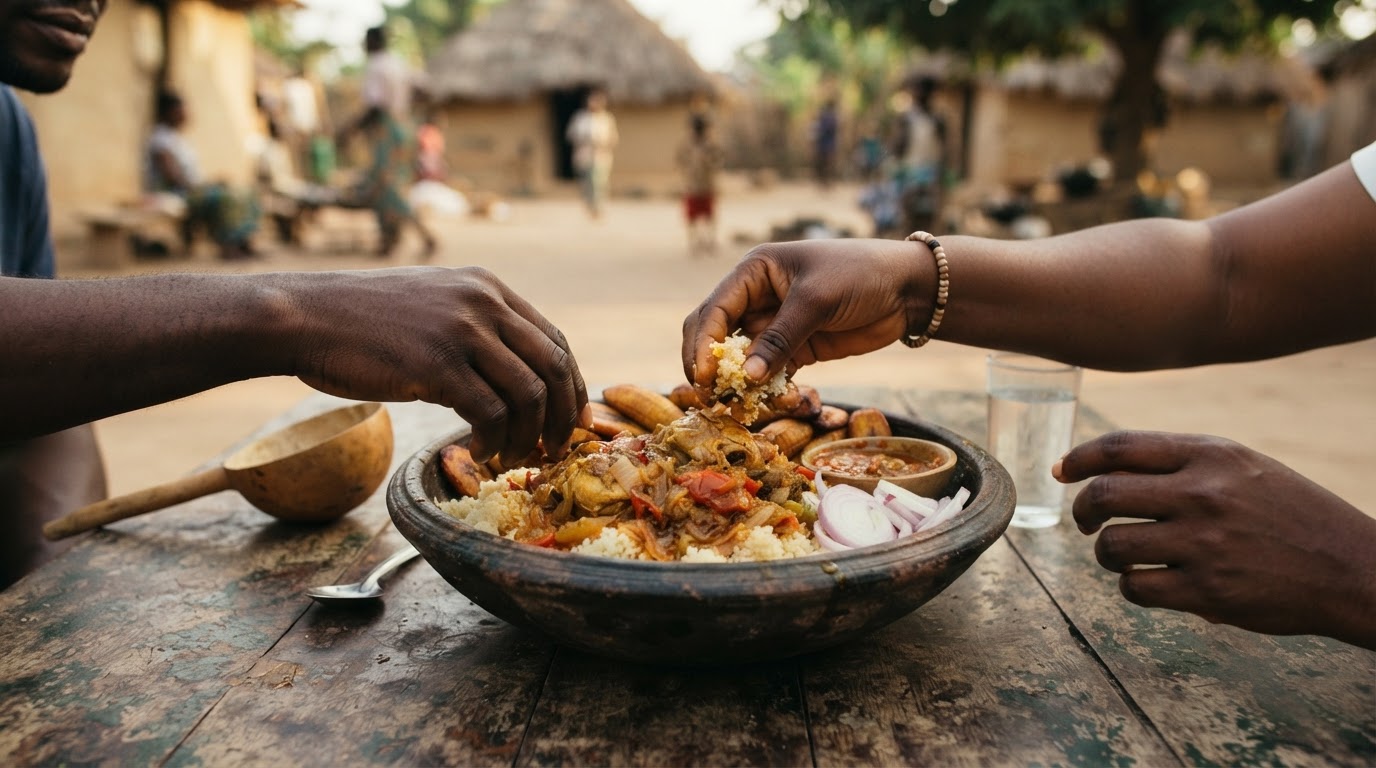 Plat traditionnel ivoirien servi à table