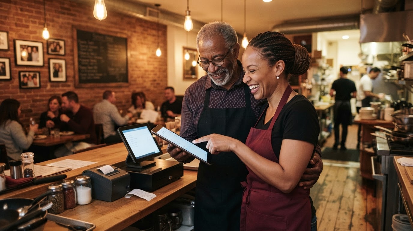 Deux générations de restaurateurs derrière leur comptoir